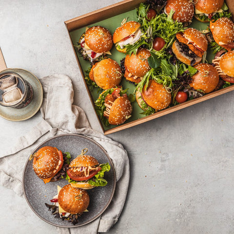 Flat lay of Soul Origin Vege Sliders platter