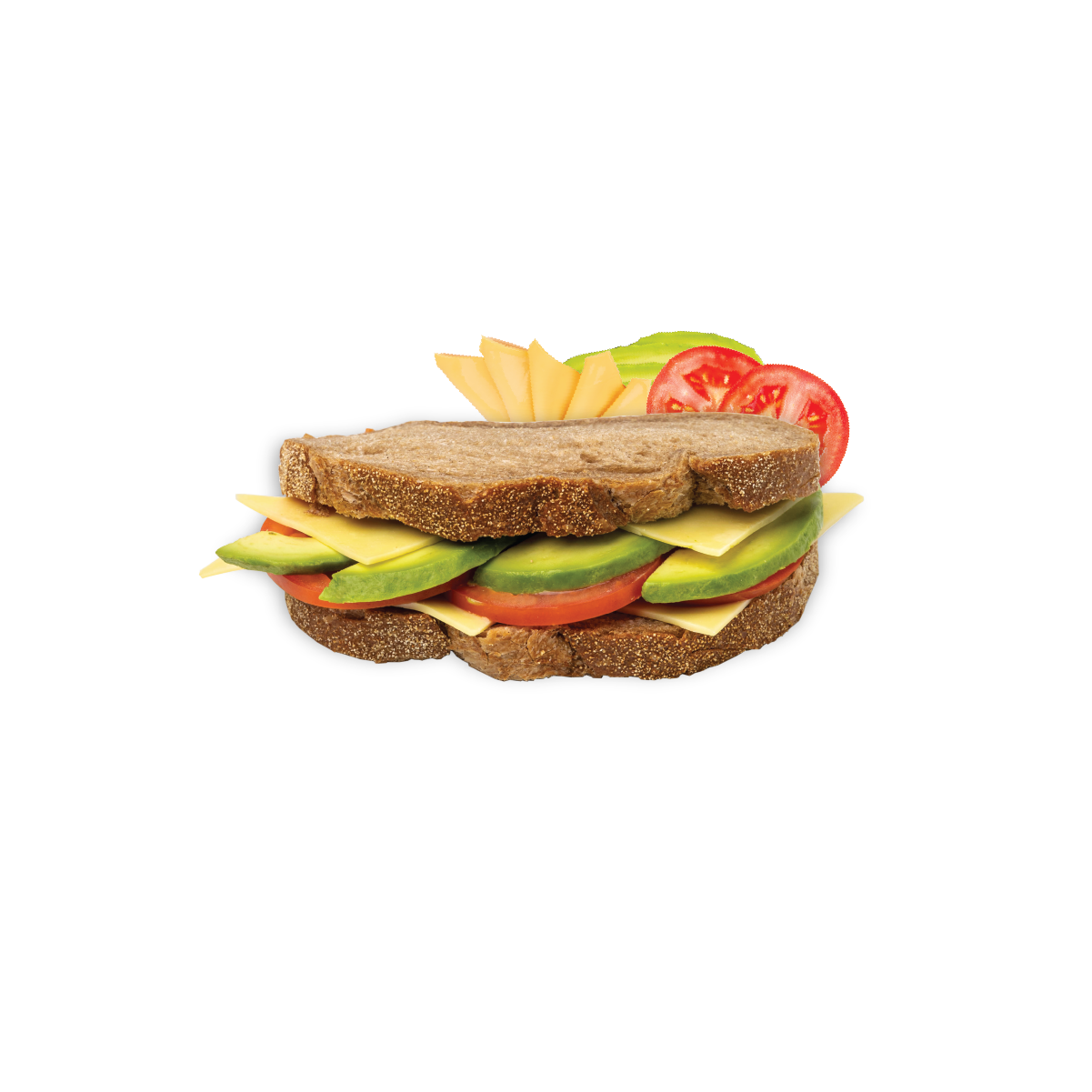 Avocado, Cheese & Tomato on Rye